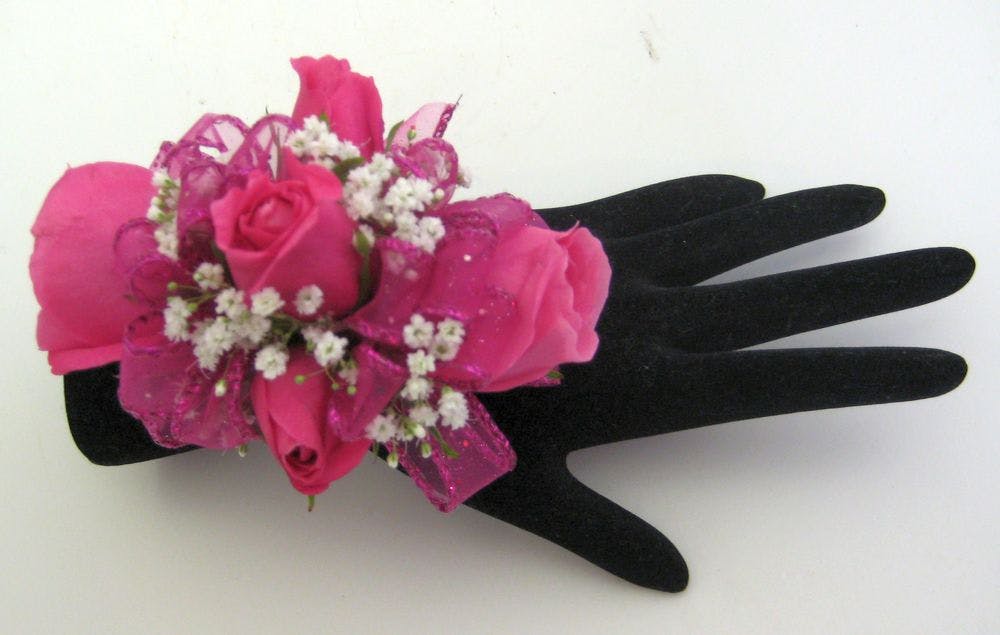 pink wrist corsage