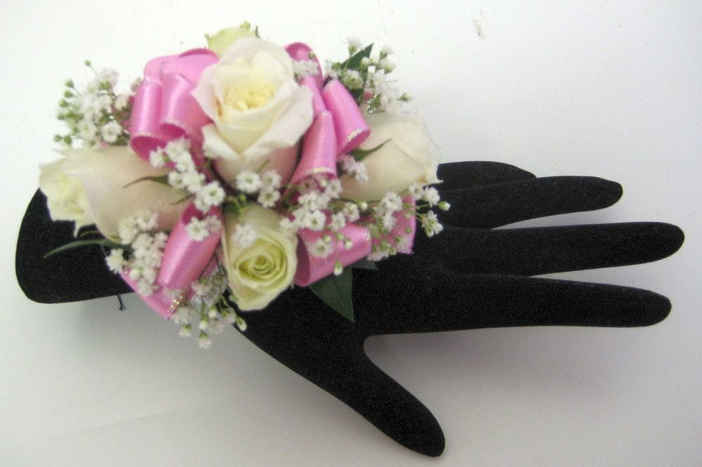 pink and white corsage