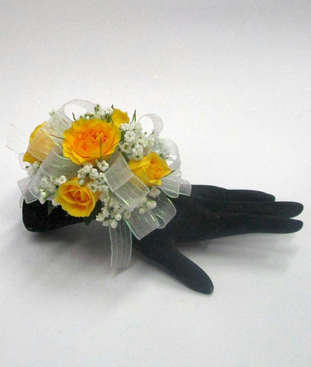 yellow wrist corsage