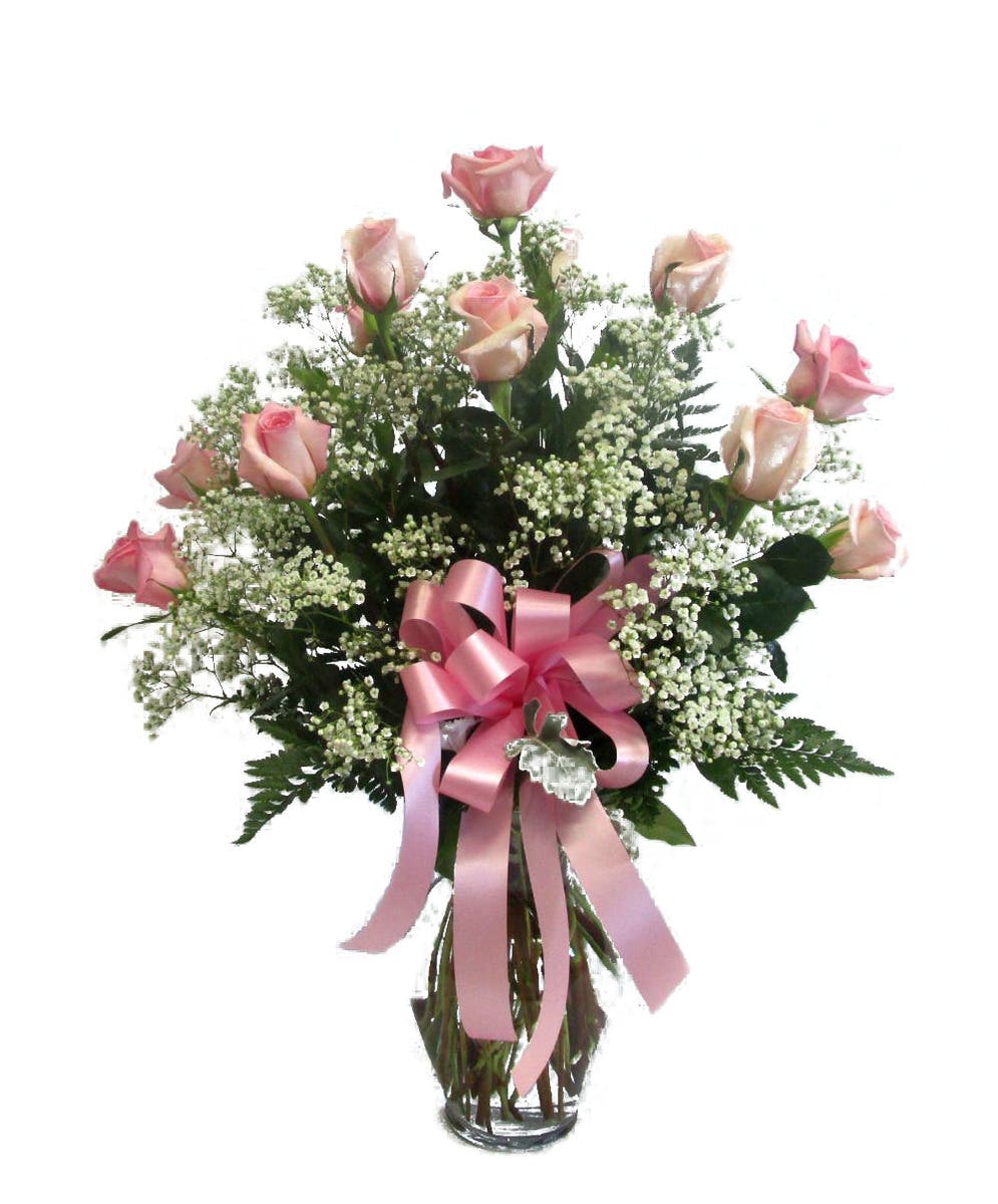 Pink Long Stemmed Dozen Roses Floral Delivery Maryland Kitty S Flowers